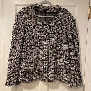 Lane Bryant Size 26 Black & White Tweed Fringe Jacket